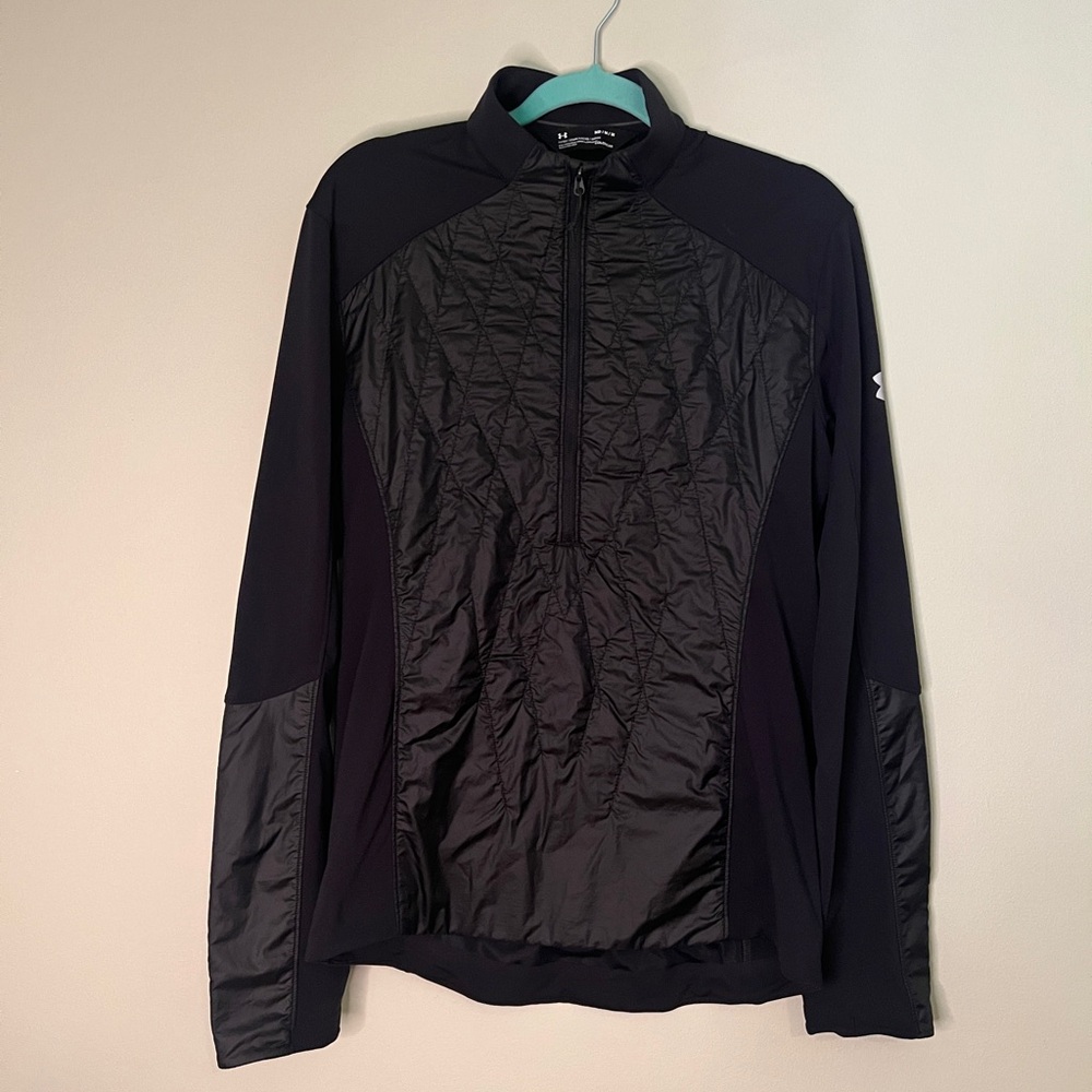 Under Armour Black Fitted Long Sleeve Athletic Top Women Medium Running Training